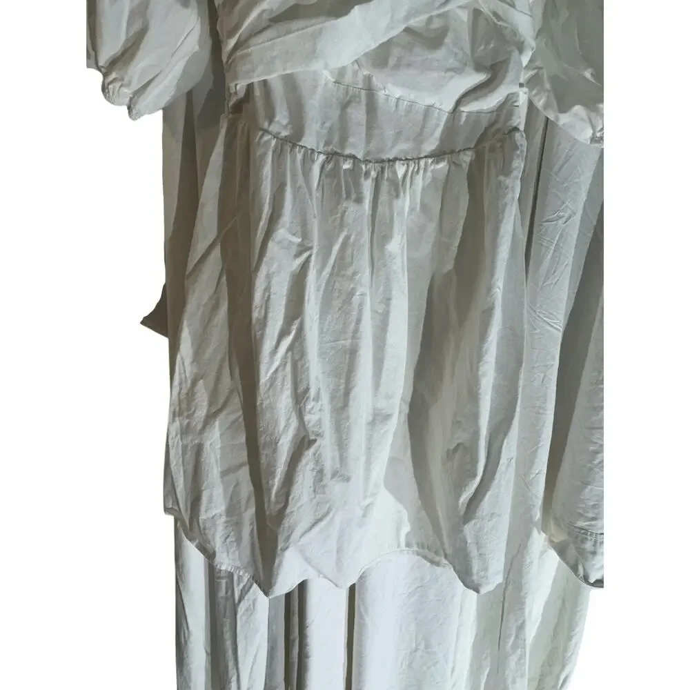 Express‎ white M Cotton Puff baby doll Dress Prarie romantic Boho Milkmaid